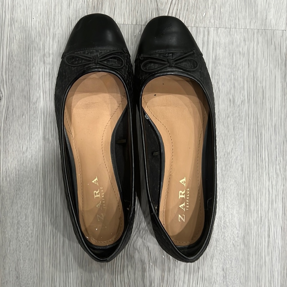 Zara black ballet flats size 38